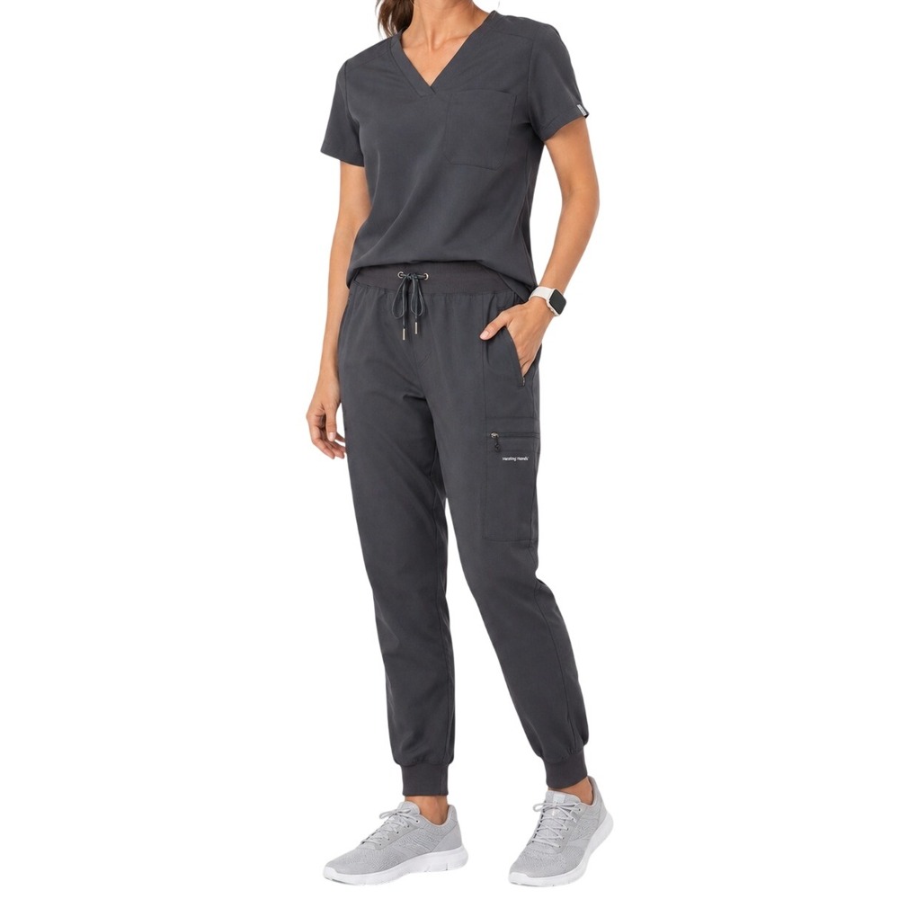 Healing Hands Toby Jogger Scrub Pants Women Large Gray Athleisure